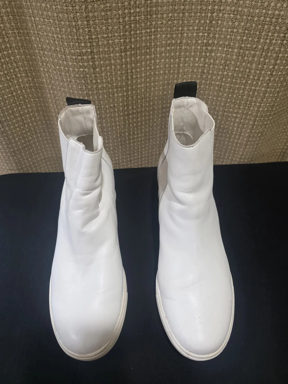 DKNYC White Wedge Chelsea Booties